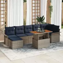 Lauko baldų komplektas Sodo Sofų Rinkinys su saugykla 8 pcs Pilka Poli ratanas