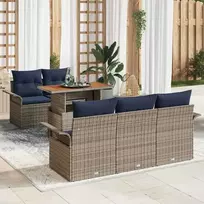 Lauko baldų komplektas Sodo Sofų Rinkinys su saugykla 6 pcs Pilka Poli ratanas