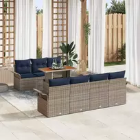 Lauko baldų komplektas Sodo Sofų Rinkinys su saugykla 8 pcs Pilka Poli ratanas