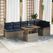Lauko baldų komplektas Sodo Sofų Rinkinys su saugykla 7 pcs Pilka Poli ratanas