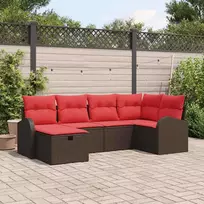 Sofos komplektas su pagalve 6 pcs Ruda ir raudona poliratanas
