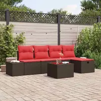 Lauko baldų komplektas Sodo Sofų Rinkinys su pagalve 6 pcs Ruda poliratanas