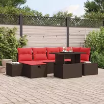Lauko baldų komplektas Sodo Sofų Rinkinys su pagalve su saugykla 7 pcs poliratanas