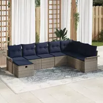 Lauko baldų komplektas Sodo Sofų Rinkinys su pagalve su saugykla 8 pcs Poli ratanas