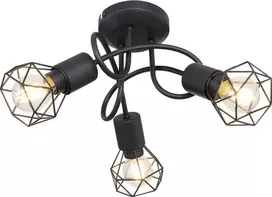 Lubinis šviestuvas Globo Toys Lampa sufitowa Globo Druciana LAMPA sufitowa XARA I 54802S-3D industrialna OPRAWA metalowy plafon pręty juoda