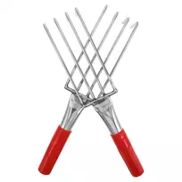 Realprices Sodo grėblys su metaliniais nagais grėbimui ir atlaisvinimui, 4 dantukai, 32 cm