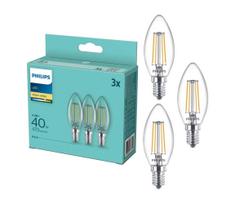Komplektas 3x LED lemputės VINTAGE Philips B35 E14/4,3W/230V 2700K