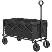 Outsunny sodo vežimėlis 100 kg apkrovai, sulankstomas, išplečiamas transportavimo vežimėlis su nuimamu tentu, rankena, ratais, bolerių vežimėlis, rankinis vežimėlis, sodo karutis, 160 litrų įrankių vežimėlis namams, sodui, juodas