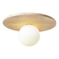 Smėlio spalvos iš akmens lubinis šviestuvas ø 12 cm su stiklo gaubtu Hilde – Opviq lights