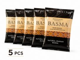 Natūrali Irano basma plaukų dažymui ir stiprinimui, 5 x 25 g