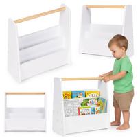 Montessori vaikiška knygų lentyna, 3 aukštų knygų stovas-organizeris, balta ECOTOYS