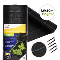 Juoda UV spinduliams atspari agroplėvelė 135 g/m², piktžolių kontrolės danga 1,6×50 m, smeigtukai, MultiGarden