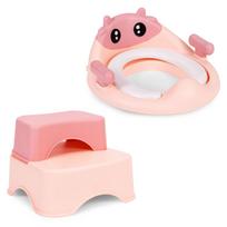 Vaikiška tualeto kėdutė su laipteliais ir platforma, rožinė, ECOTOYS