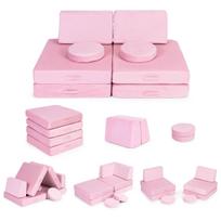 Didelė sulankstoma modulinė sofa vaikams „pasidaryk pats“, 8 minkštos pagalvės – rožinė ECOTOYS