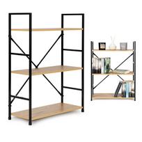 Plati medinė lentyna su metaliniu rėmu LOFT stiliaus, 3 lentynos ModernHome