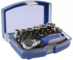 Galvučių 6-13mm ir priedų rinkinys 1/4" 23 vnt PH1/2, PZ1/2, HEX 3/4/5/6, Torx T10/15/20/25/30, SL 4/6 Irimo