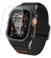 Juoda apyrankė / dėklas + stikliukas Apple Watch Ultra 1 / 2 / 3 (49 mm) laikrodžiui "Spigen Lite Fit Pro & Tempered Glass"