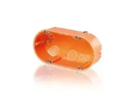Solar Plus Priekinė dėžutė 2 modulių Ø68 mm, 47 mm gylis, su tvirtinimo varžtais. Išpjovos kabelių ir vamzdžių įvadams. Oranžinė euro dėžutė. Be PVC.