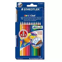 Spalvoti pieštukai STAEDTLER NORIS, šešiabriauniai, akvareliniai, 12 vnt. + teptukas