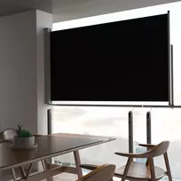 Ištraukiama šoninė kiemo pertvara, juodos spalvos, 140x300cm