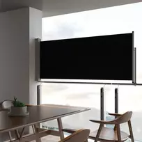 Ištraukiama šoninė kiemo pertvara, juodos spalvos, 100x300cm