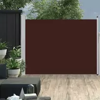 Ištraukiama šoninė kiemo pertvara, rudos spalvos, 140x500cm