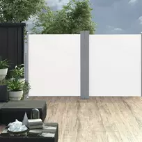 Ištraukiama dviguba šoninė kiemo pertvara, kreminė, 170x600cm