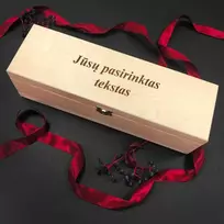 Medinė vyno butelio dėžė su pasirinktu tekstu