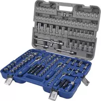 Galvučių (4-32mm trumpų ir 4-22mm ilgų) priedų ir terkšlių komplektas 1/4", 3/8" ir 1/2" 172 vnt. Irimo