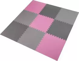 One Fitness Sudedamas kilimėlis treniruotėms HMS MP10 šviesiai pilkas-rožinis-tamsiai pilkas, 60x60x1.0cm (9 dalių)