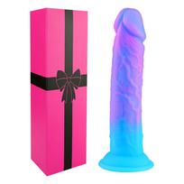 21 cm didelis realistiškas strap-on dildo iš skysto silikono su stipria prisisukimu