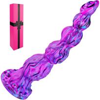 25,3 cm didelis daugiaspalvis mazginis drakono silikono dildo su stipria siurbtuke