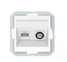 Vilma Antenos ir kompiuterio lizdas QUADRUM QR 1000, TV+RJ45, be rėmelio, baltas