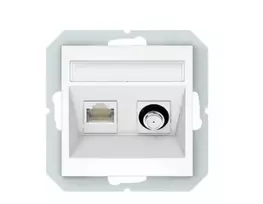 Harry Potter Palydovinės antenos ir kompiuterio lizdas QUADRUM QR 1000, SAT+RJ45, be rėmelio, baltas