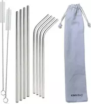 King Hoff  KH-1357 metaliniai gėrimų šiaudeliai, 8 vnt.