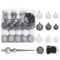 Eglutės žaisliukų rinkinys su viršūne ir 300 LED, 120 dalių