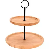 Excellent Houseware Bamboo Serviravimo Lėkštė 2 Aukštų 24 cm