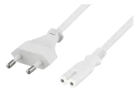 DELTACO maitinimo laidas, CEE 7/16 IEC 60320 C7, 2m, baltas DEL-109J