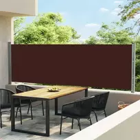 Ištraukiama šoninė kiemo pertvara, rudos spalvos, 140x600cm
