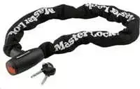 Masterlock MASTER LOCK grūdinto plieno dviračio spyna juodu nailoniniu apvalkalu ir 4 raktais