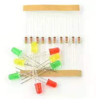 Oem 5mm LED rinkinys 10 vnt su rezistoriais
