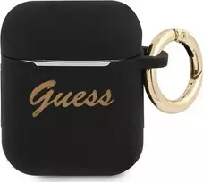 Guess telefono dėklas AirPods GUA2SSSK juodas Silikoninis Vintage Script