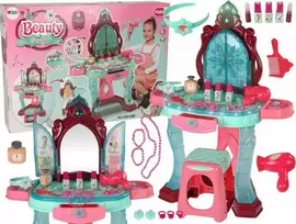 Lean toys kosmetinis staliukas su veidrodžiu ir šviesomis