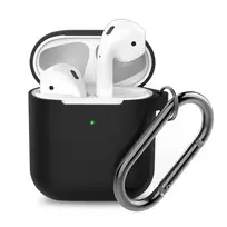 KeyBudz Elevate Keychain – silikoninis apsauginis dėklas, skirtas AirPods 1/2 (juodas)