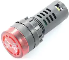 Oem LED indikatorius 12V DC - 28mm - raudonas su garsiniu signalu