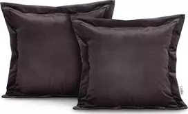 AmeliaHome Pagalvių užvalkalai aksominiai 45×45 tamsiai rudi