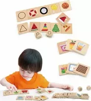 Viga Toys Medinis edukacinis žaidimas formų rūšiavimo dėlionė VIGA 37vnt