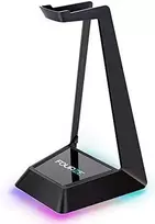 Ausinių stovas Fourze su RGB pašvietimu ir Qi belaidžiu įkrovimu, Juodas