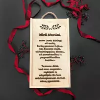 Medinė dviejų butelių dėžė "Ačiū, tėveliai"