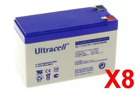 ULTRACELL 12V 7Ah AGM VRLA akumuliatoriai (8 vienetai)
